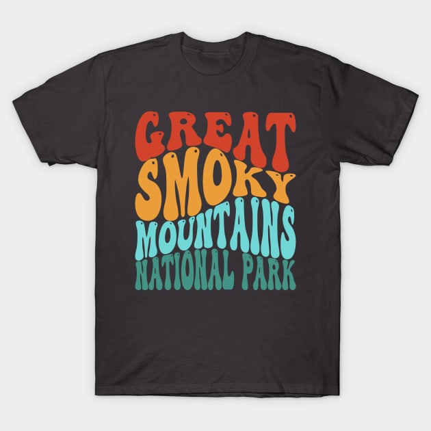 Great Smoky Mountains National Park Retro Vintage Typography T-Shirt by PodDesignShop
